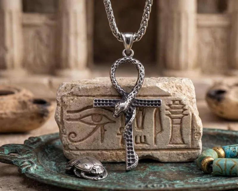 Ankh-shaped snake pendant